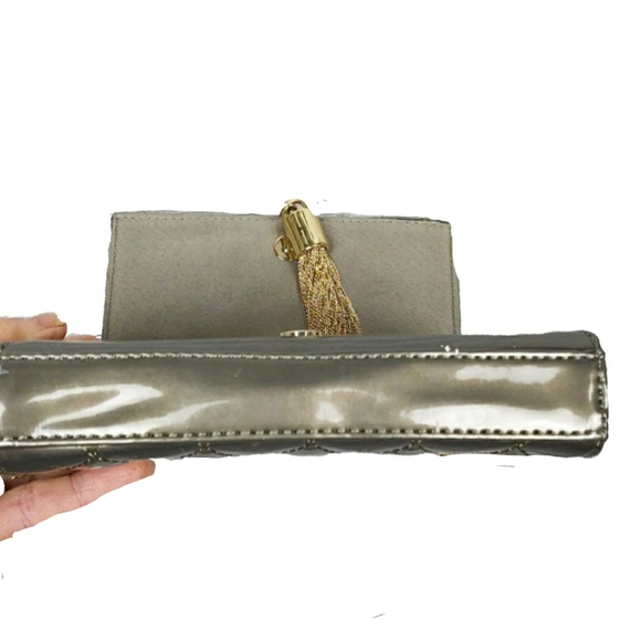 Big Buddha Quilted Shiny Pewter Patent Lthr Bag - Picture 7 of 7